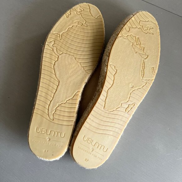 Ubuntu SIZE 9 Womens Lamu Mules Slides Tan Suede Leather Espadrille Kenya - Picture 10 of 10